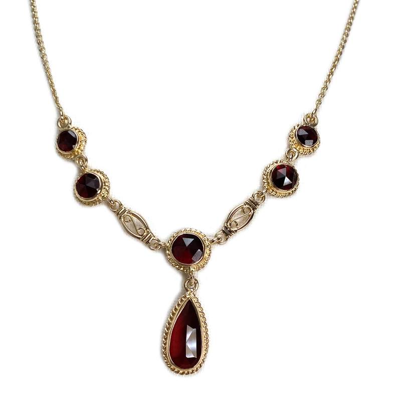 Collier d'occasion or 750 jaune maille forcat grenat - vue 1