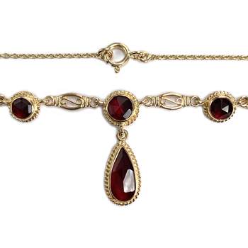 Collier d'occasion or 750 jaune maille forcat grenat