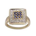 Bague d'occasion or 750 2 tons diamant saphir - vue 1