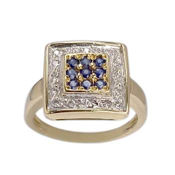 Bague d'occasion or 750 2 tons diamant saphir