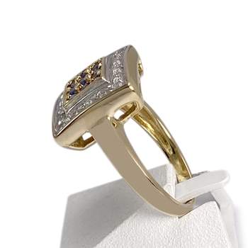Bague d'occasion or 750 2 tons diamant saphir