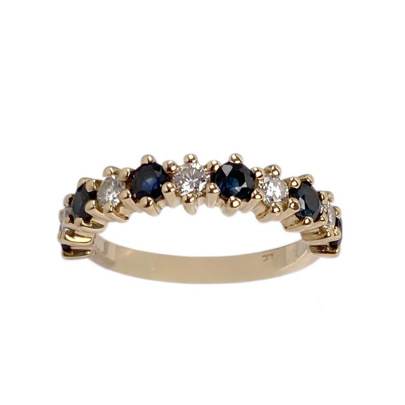 Bague d'occasion or 750 jaune diamant saphir - vue 1