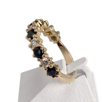 Bague d'occasion or 750 jaune diamant saphir