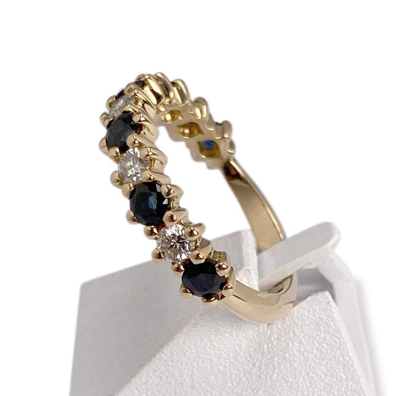 Bague d'occasion or 750 jaune diamant saphir - vue 2