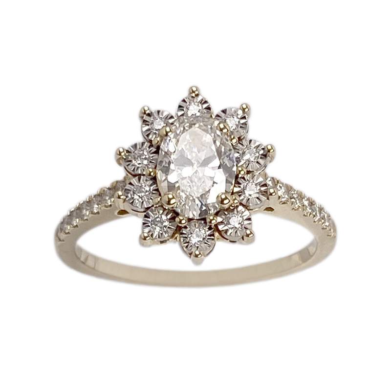 Bague d'occasion or 375 2 tons diamants synthétiques - vue 1