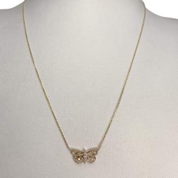 Tweedehands ketting van 375 geelgoud met forcat-schakels en diamant