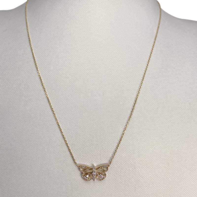 Collier d'occasion or 375 jaune maille forcat diamant - vue 2