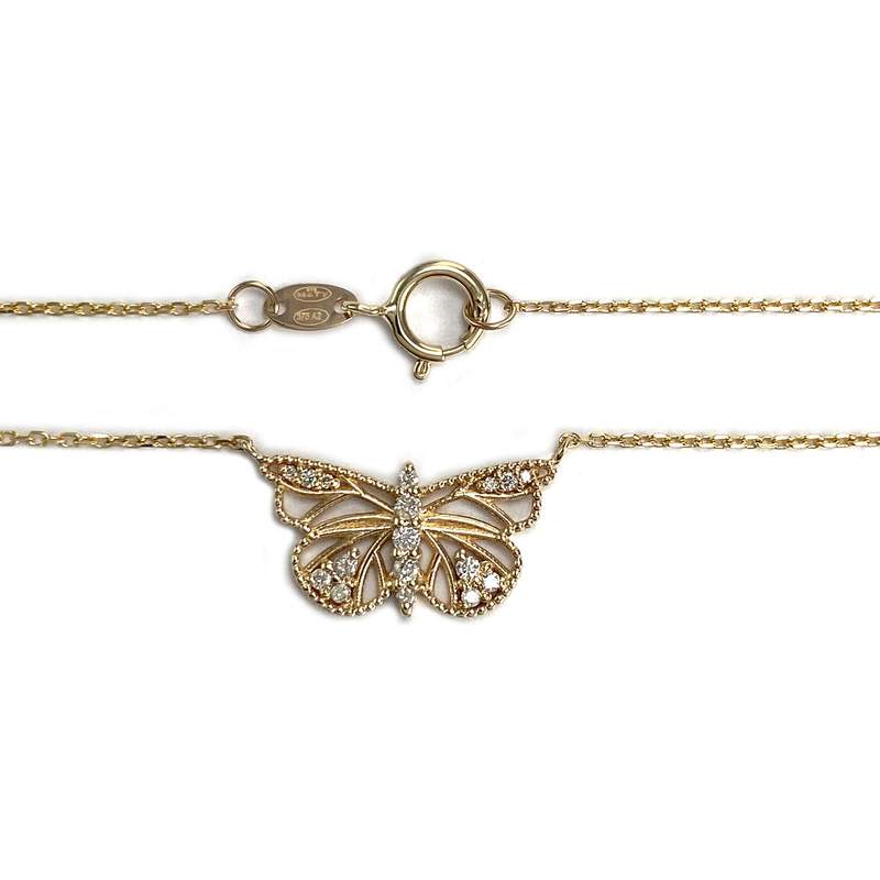Collier d'occasion or 375 jaune maille forcat diamant - vue 3