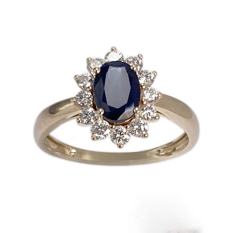 Bague d'occasion or 375 jaune saphir diamant - vue 1