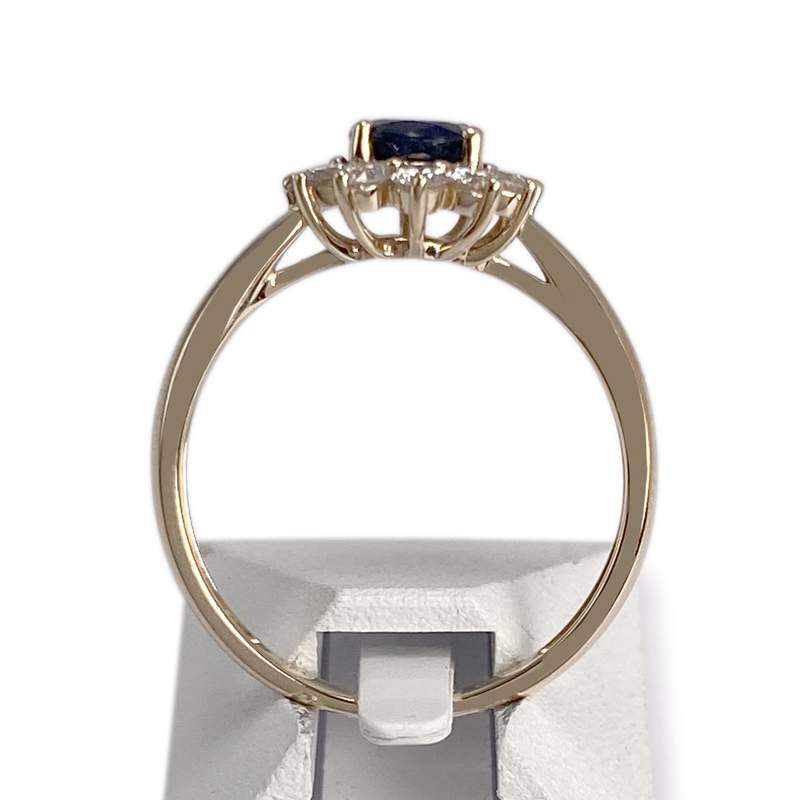 Bague d'occasion or 375 jaune saphir diamant - vue 3