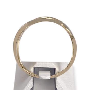 Tweekleurige tweedehands ring van 375 goud met diamant