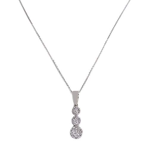 Collier d'occasion or 375 blanc maille forcat diamant 40.5 cm