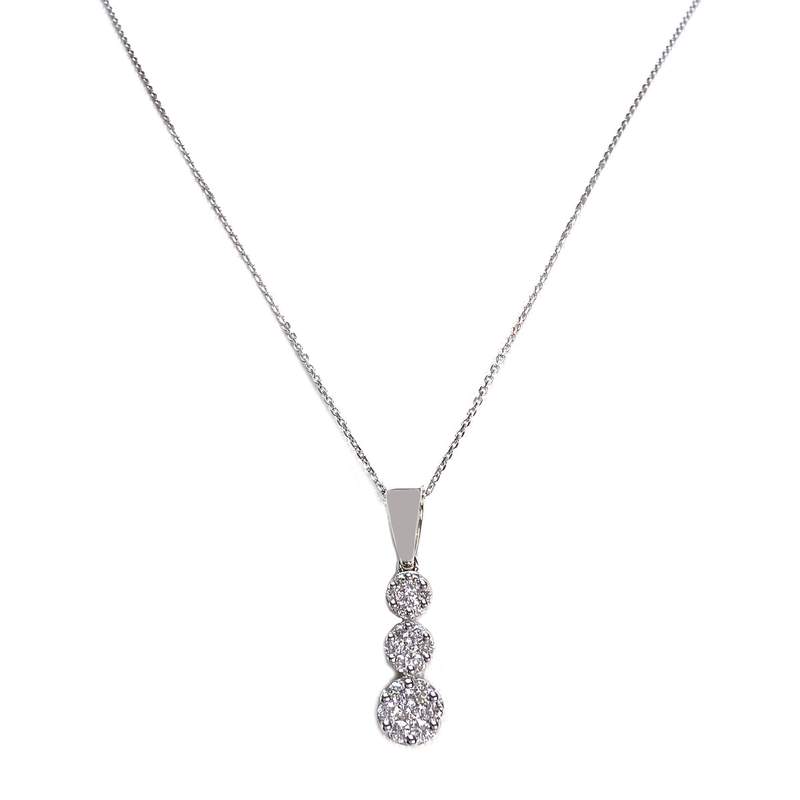 Collier d'occasion or 375 blanc maille forcat diamant - vue 1