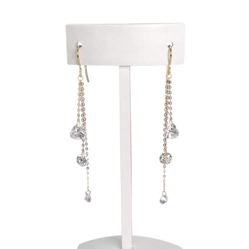 Boucles d'oreilles d'occasion or 750 jaune coeur oxydes de zirconiums