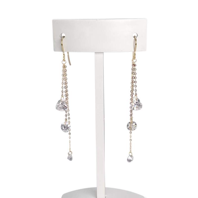 Boucles d'oreilles d'occasion or 750 jaune coeur oxydes de zirconiums - vue 1
