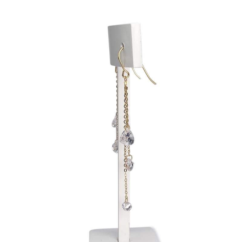 Boucles d'oreilles d'occasion or 750 jaune coeur oxydes de zirconiums - vue 2