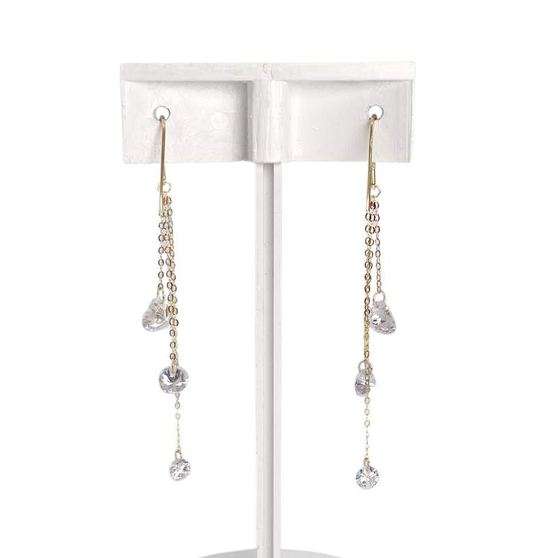 Boucles d'oreilles d'occasion or 750 jaune coeur oxydes de zirconiums - vue 3