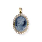 Pendentif d'occasion or 750 jaune perle de culture camee - vue 1