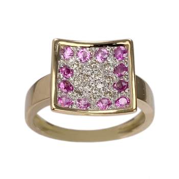 Bague d'occasion or 750 2 tons diamant rubis