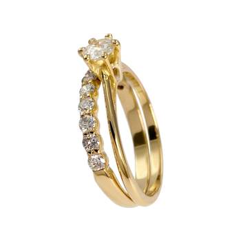 Tweedehands gouden 750 gele diamanten ring