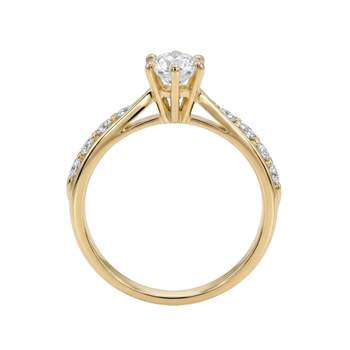 Tweedehands gouden 750 gele diamanten ring