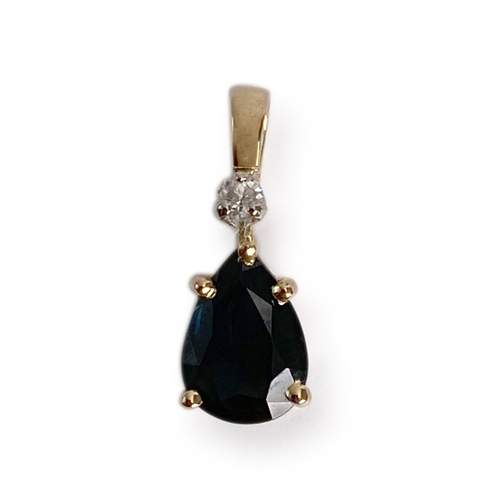 Pre-owned 750 two-tone gold pendant with sapphire and diamond