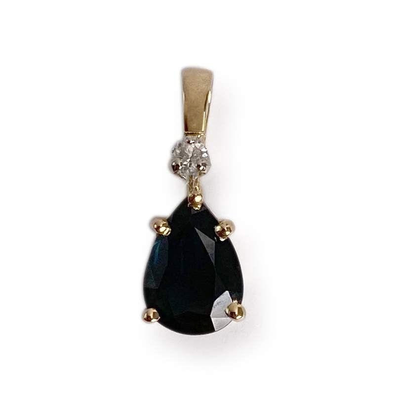 Pendentif d'occasion or 750 2 tons saphir diamant - vue 1