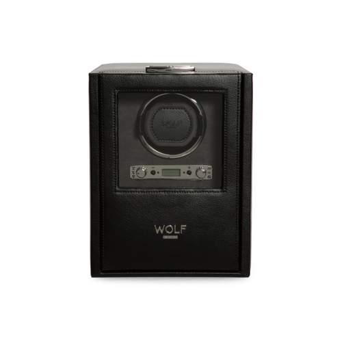 WOLF Black Single Winder Leather Watch Box