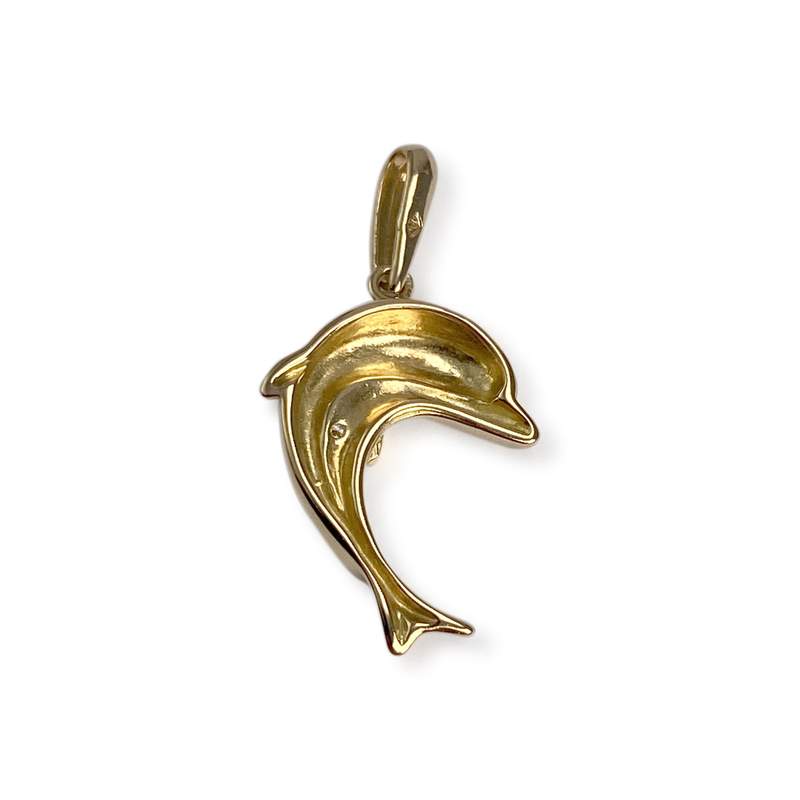 Pendentif d'occasion or 750 2 tons dauphin diamant - vue 2