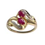 Bague d'occasion or 750 2 tons diamant rubis - vue 1