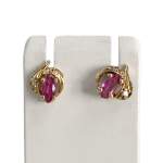 Boucles d'oreilles d'occasion or 750 jaune rubis diamant - vue 1