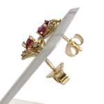 Boucles d'oreilles d'occasion or 750 jaune rubis diamant - vue 2