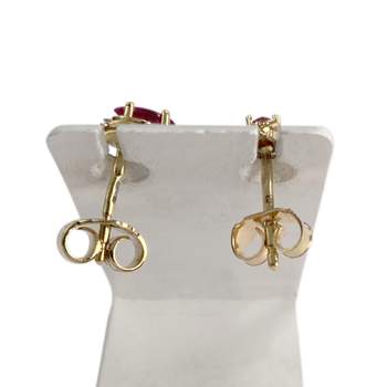 Boucles d'oreilles d'occasion or 750 jaune rubis diamant