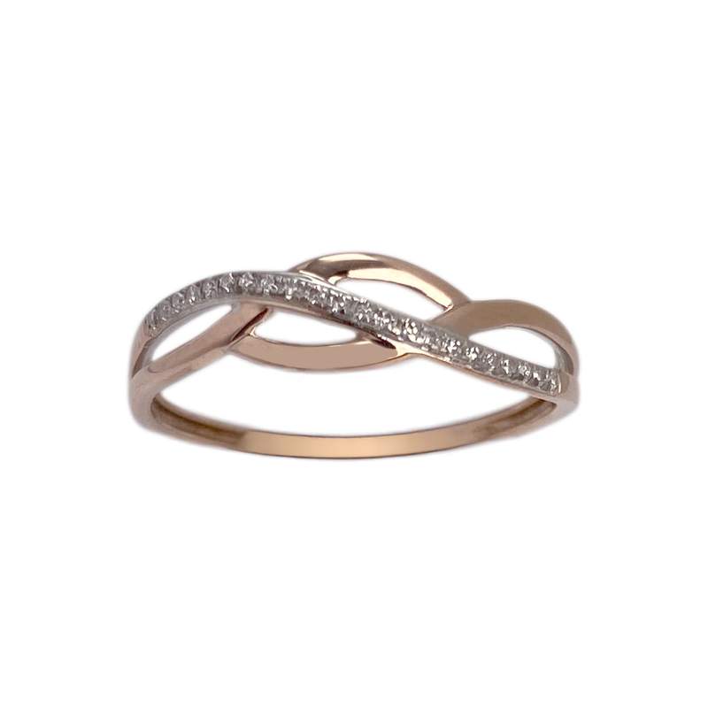 Bague d'occasion 2 ors 375 rose/blanc diamants - vue 1