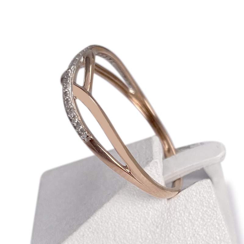 Bague d'occasion 2 ors 375 rose/blanc diamants - vue 2