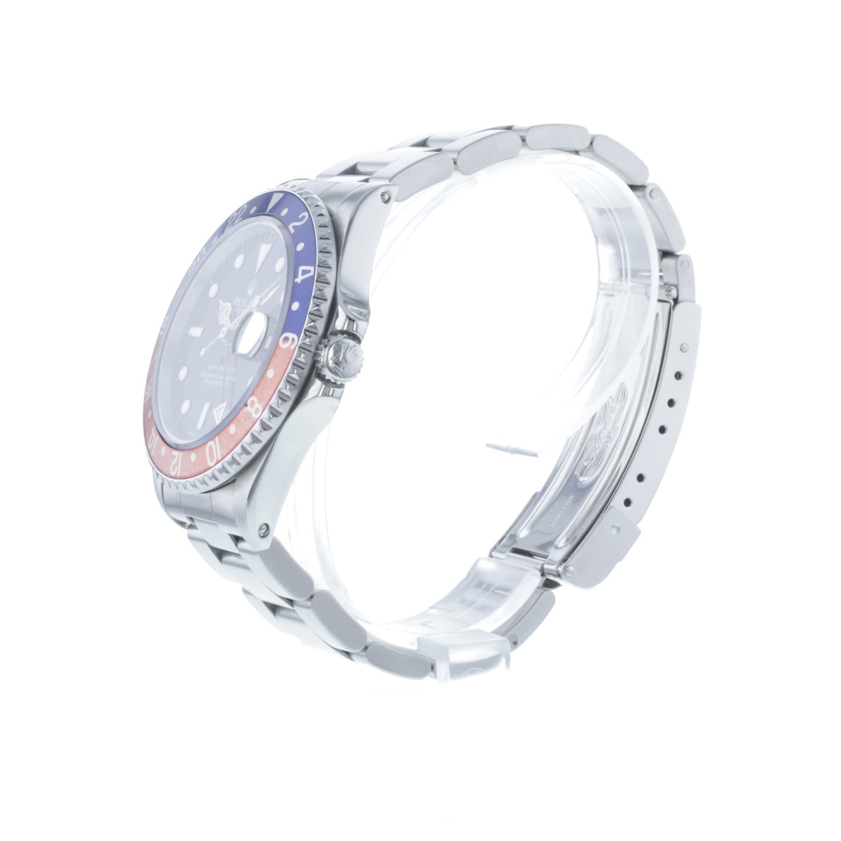 Montre d'occasion ROLEX GMT-Master Pepsi homme mouvement automatique certifié (cosc) bracelet acier - vue D2