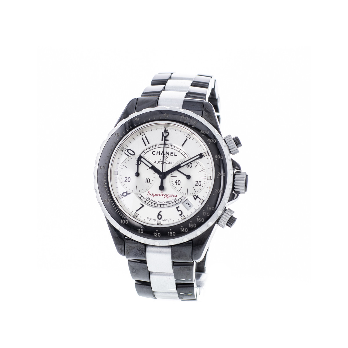 Montre d'occasion CHANEL J12 Superleggera Chronographe homme mouvement automatique certifié (cosc) bracelet céramique - vue 4