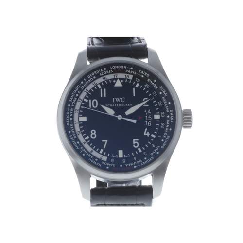 Montre d'occasion IWC Pilot Worldtimer homme automatique bracelet cuir d'origine