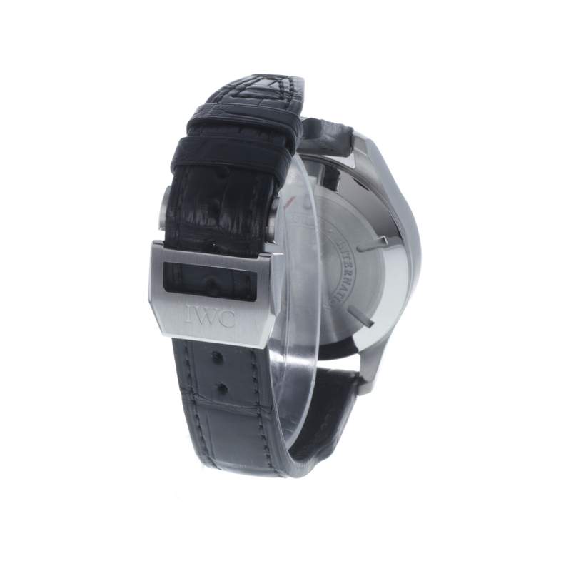 Montre d'occasion IWC Pilot Worldtimer homme automatique bracelet cuir d'origine - vue D4
