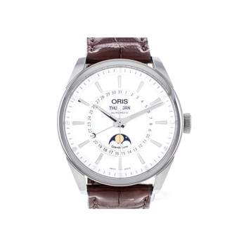 Montre d'occasion ORIS Artix Complication Phase de lune homme automatique bracelet cuir d'origine