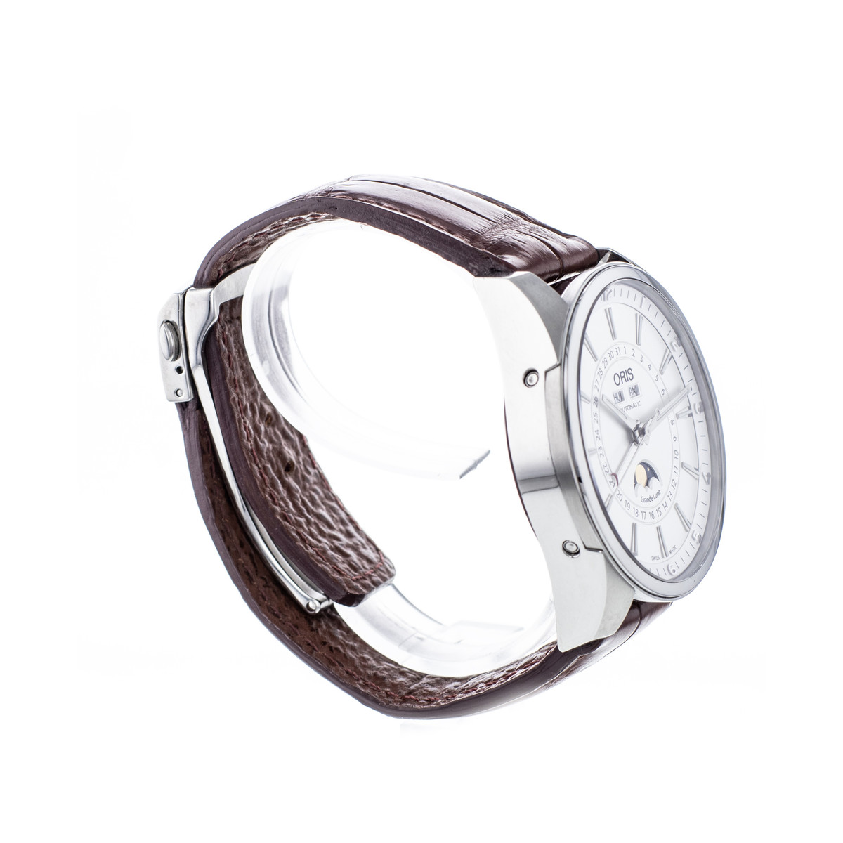 Montre d'occasion ORIS Artix Complication Phase de lune homme automatique bracelet cuir d'origine - vue 2