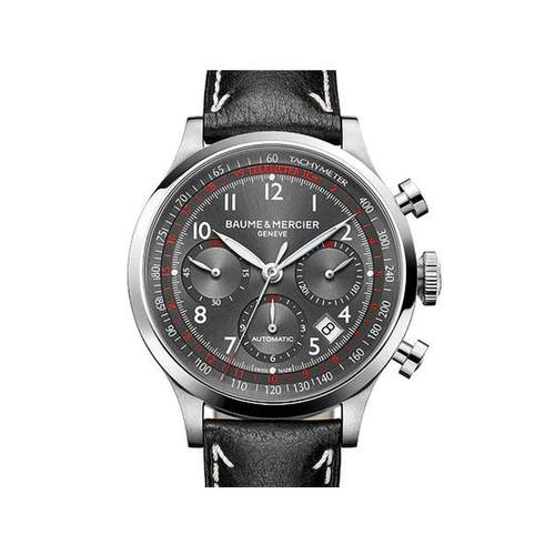 Montre d'occasion BAUME ET MERCIER Capeland Chronographe homme automatique bracelet cuir d'origine