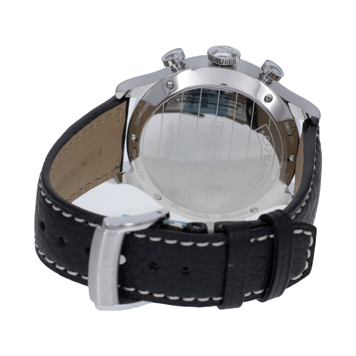 Montre d'occasion BAUME ET MERCIER Capeland Chronographe homme automatique bracelet cuir d'origine - vue 3