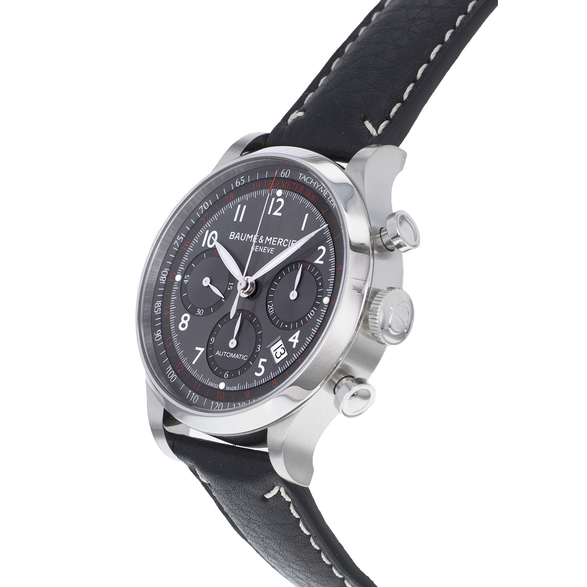 Montre d'occasion BAUME ET MERCIER Capeland Chronographe homme automatique bracelet cuir d'origine - vue D2