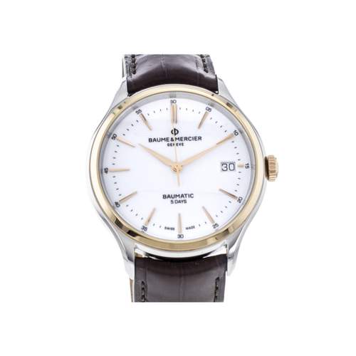 Pre-owned BAUME ET MERCIER Clifton Baumatic men's automatic watch with original leather strap