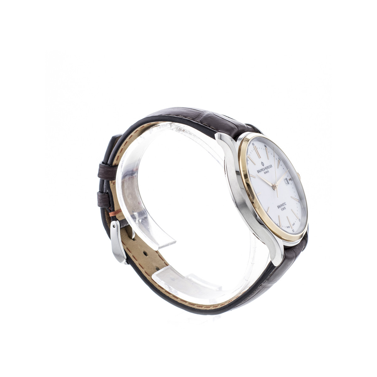 Montre d'occasion BAUME ET MERCIER Clifton Baumatic homme automatique bracelet cuir d'origine - vue 2