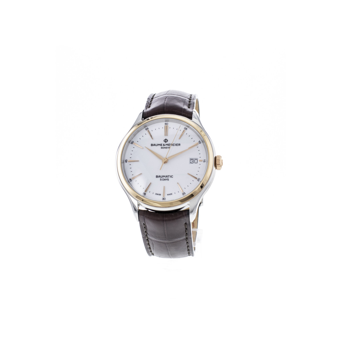 Montre d'occasion BAUME ET MERCIER Clifton Baumatic homme automatique bracelet cuir d'origine - vue 4