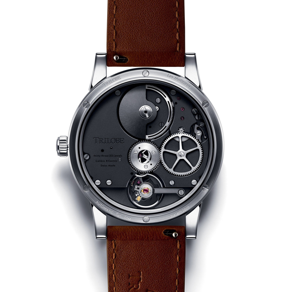 Montre d'occasion TRILOBE Les Matinaux 40.5 mm homme automatique bracelet cuir d'origine - vue D3