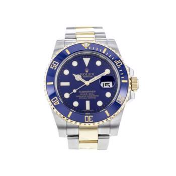 Montre d'occasion ROLEX Submariner Date Céramique homme mouvement automatique certifié (cosc) bracelet or jaune 750/000 et acier