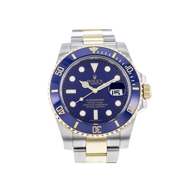 Montre d'occasion ROLEX Submariner Date Céramique homme mouvement automatique certifié (cosc) bracelet or jaune 750/000 et acier - vue 1